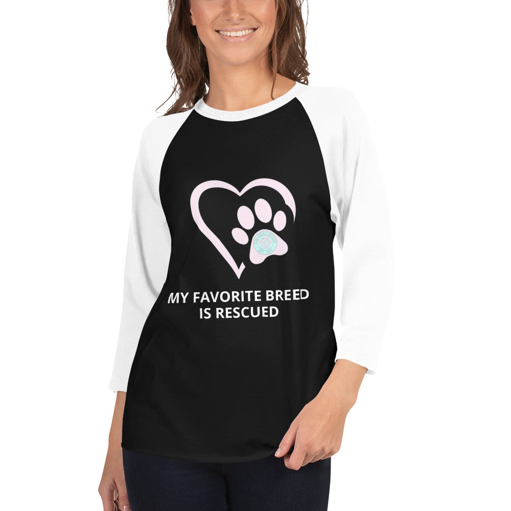 Rescued 3/4 sleeve raglan shirt - Paw Print Outlet