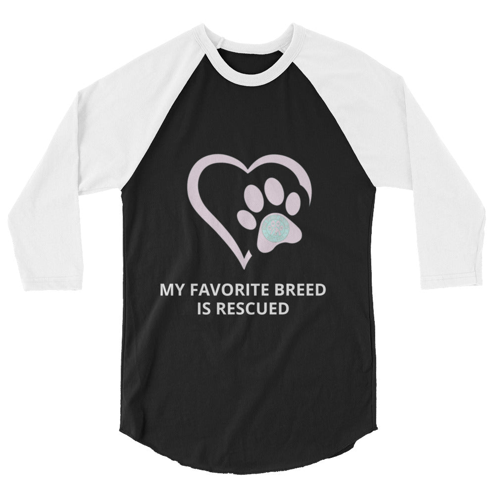 Rescued 3/4 sleeve raglan shirt - Paw Print Outlet