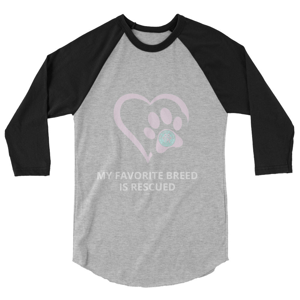 Rescued 3/4 sleeve raglan shirt - Paw Print Outlet