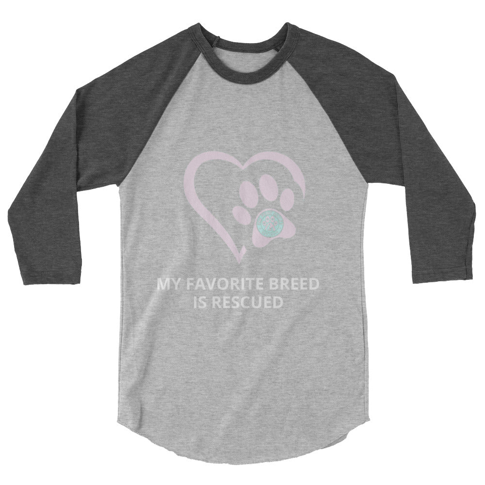 Rescued 3/4 sleeve raglan shirt - Paw Print Outlet