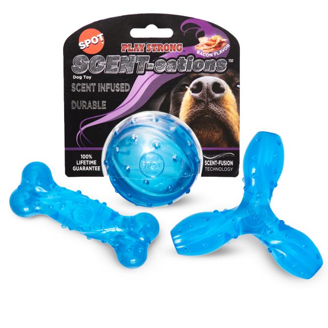 SPOT PLAYSTRONG SCENT-SATION (Bacon Scented) Trident Dog Toy - Paw Print Outlet